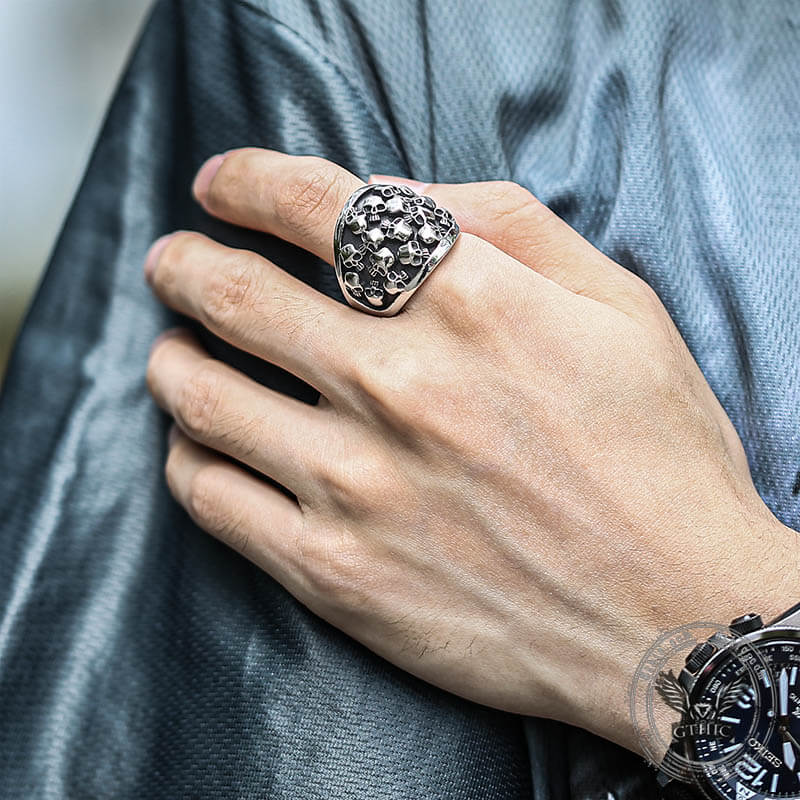 Skull Gathering Stainless Steel Ring