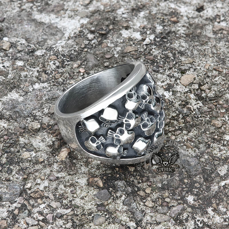 Skull Gathering Stainless Steel Ring | Gthic.com