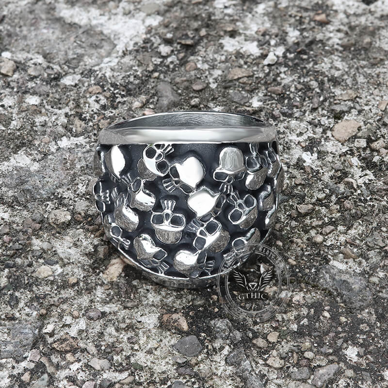 Skull Gathering Stainless Steel Ring | Gthic.com