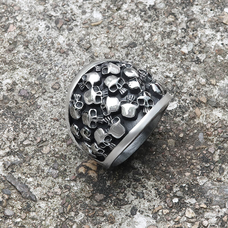 Skull Gathering Stainless Steel Ring | Gthic.com