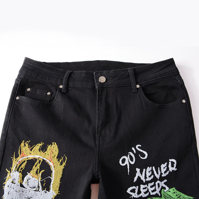 Skull Graffiti Printed Cotton Stretch Pants | Gthic.com