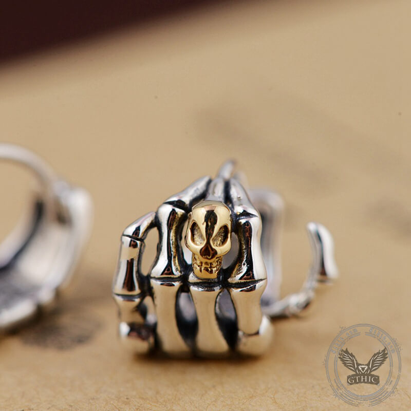 Skull Hand Sterling Silver Goth Earrings | Gthic.com