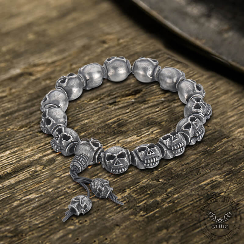 Skull Head Bead Stainless Steel Bracelet