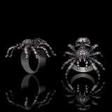 Skull Head Spider Sterling Silver Biker Ring | Gthic.com