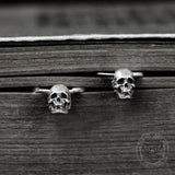 Skull Head Sterling Silver Earring 03 | Gthic.com