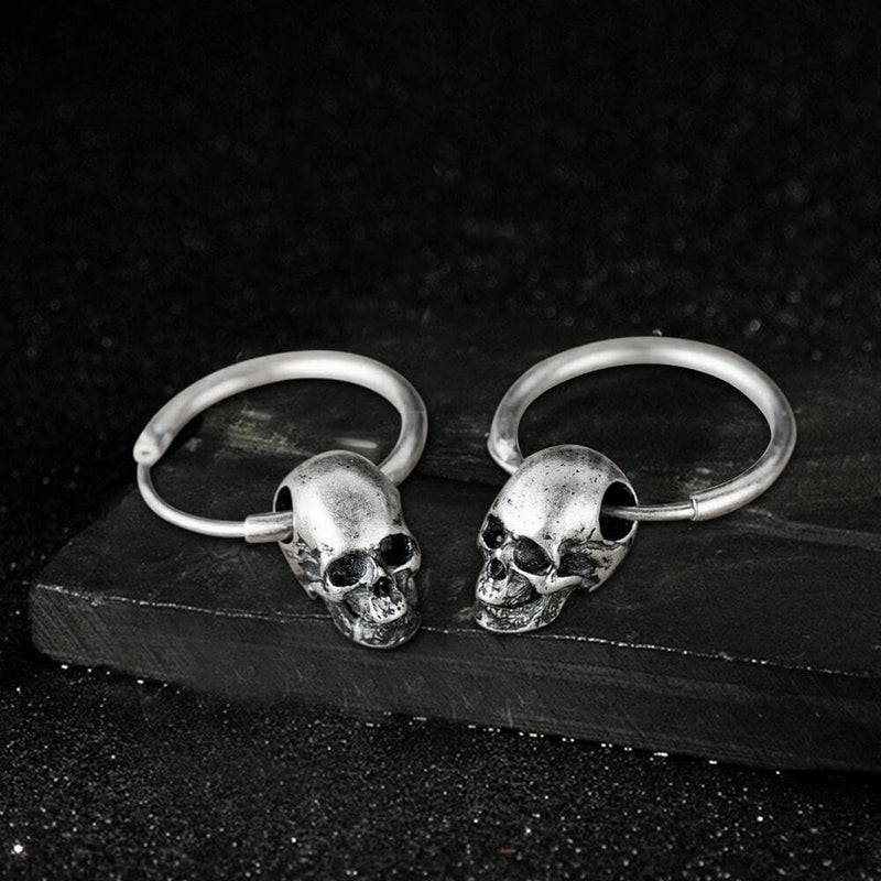 Skull Head Sterling Silver Earring 04 | Gthic.com