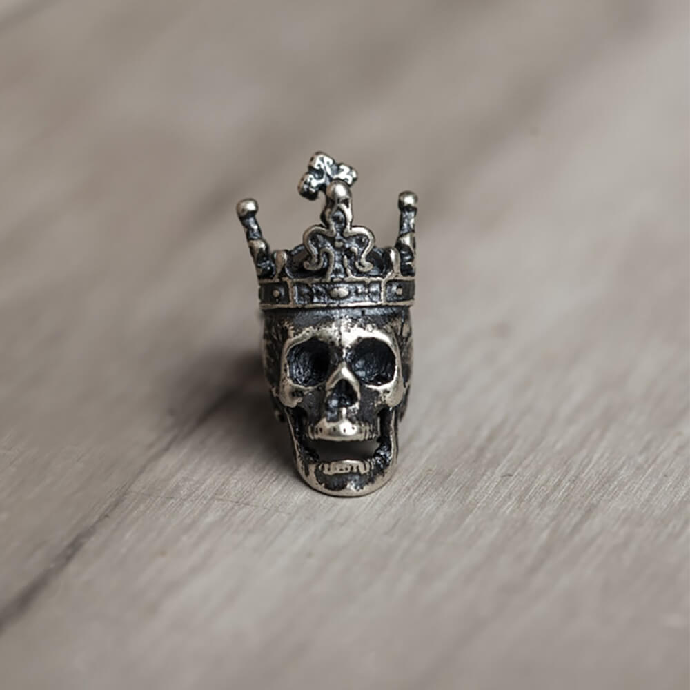 Skull King Crown Sterling Silver Stud Earrings | Gthic.com