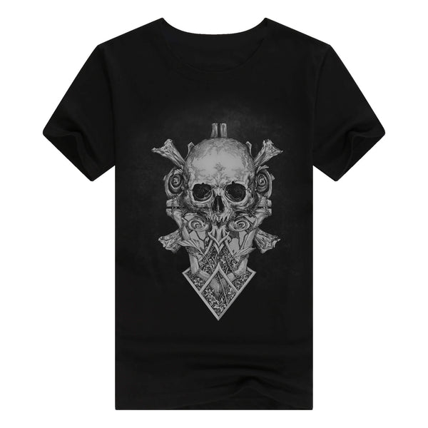 Skull Mark Black Cotton T-shirt | Gthic.com