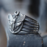 Skull Moth Butterfly Stainless Steel Ring | Gthic.com