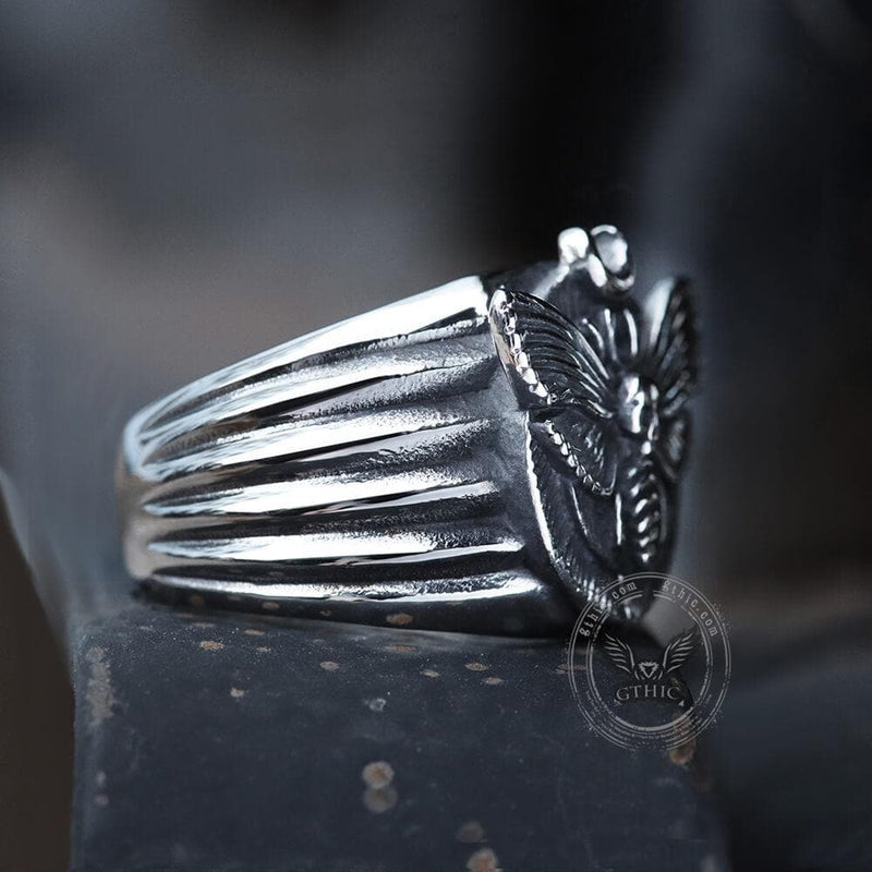 Skull Moth Butterfly Stainless Steel Ring | Gthic.com