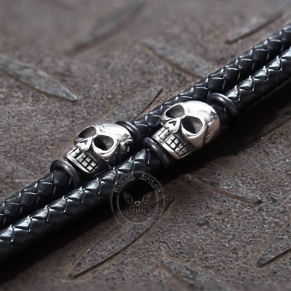 Skull Stainless Steel Leather Bracelet