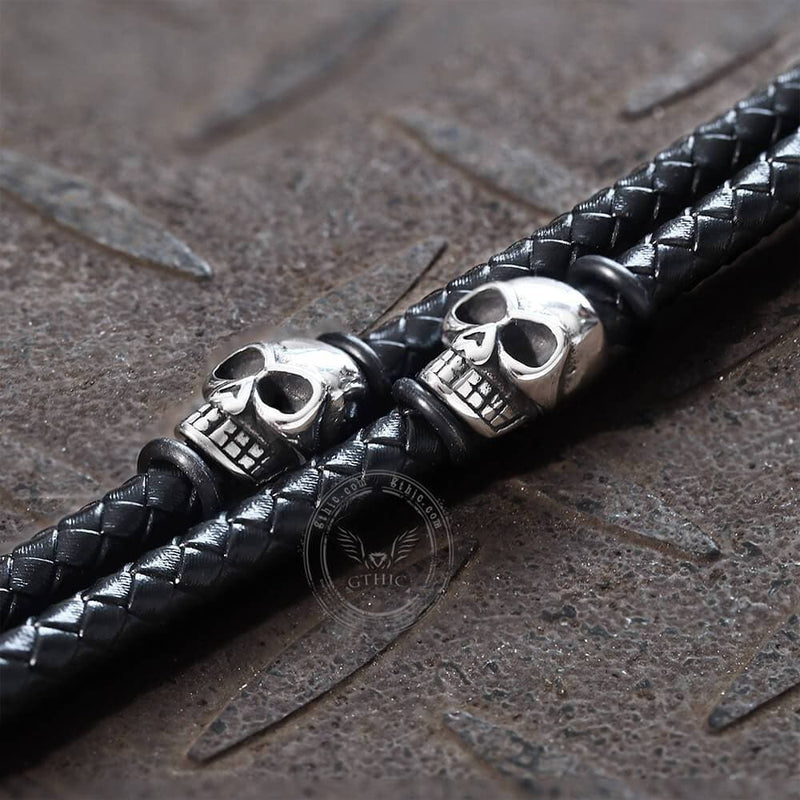 Skull Stainless Steel Leather Bracelet – GTHIC