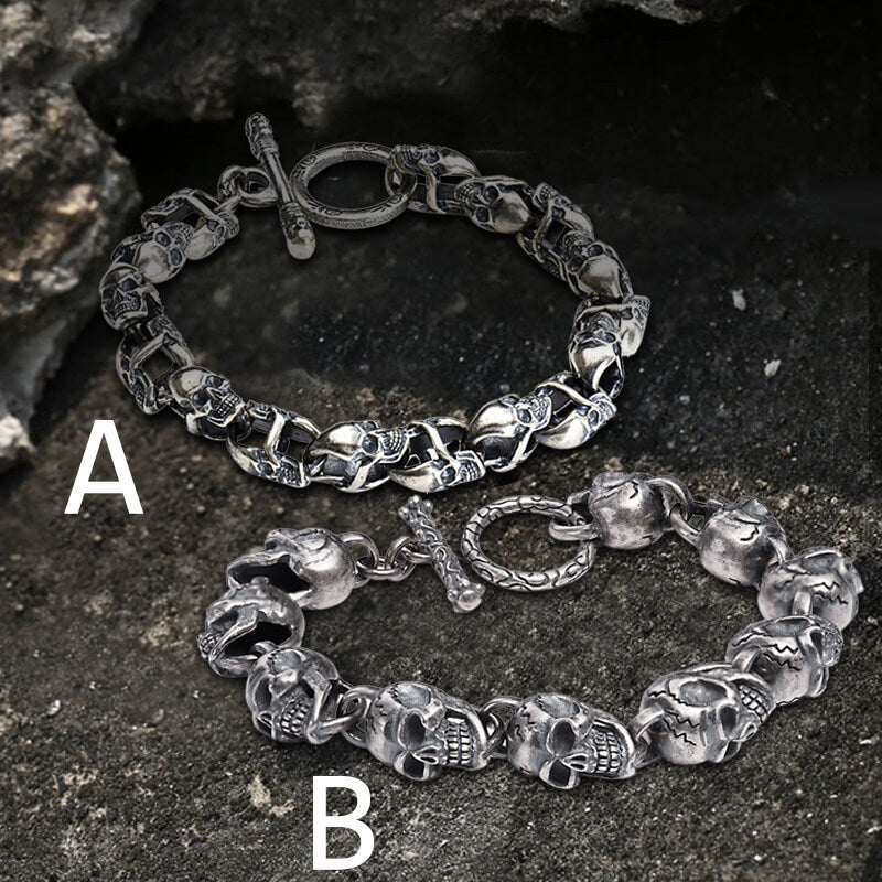 Skull Sterling Silver Punk Bracelet | Gthic.com