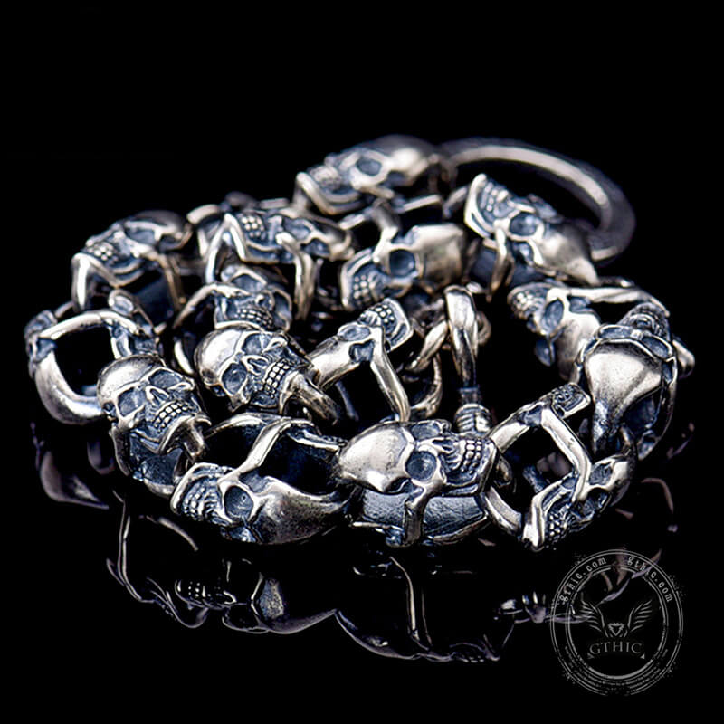Skull Sterling Silver Punk Bracelet | Gthic.com