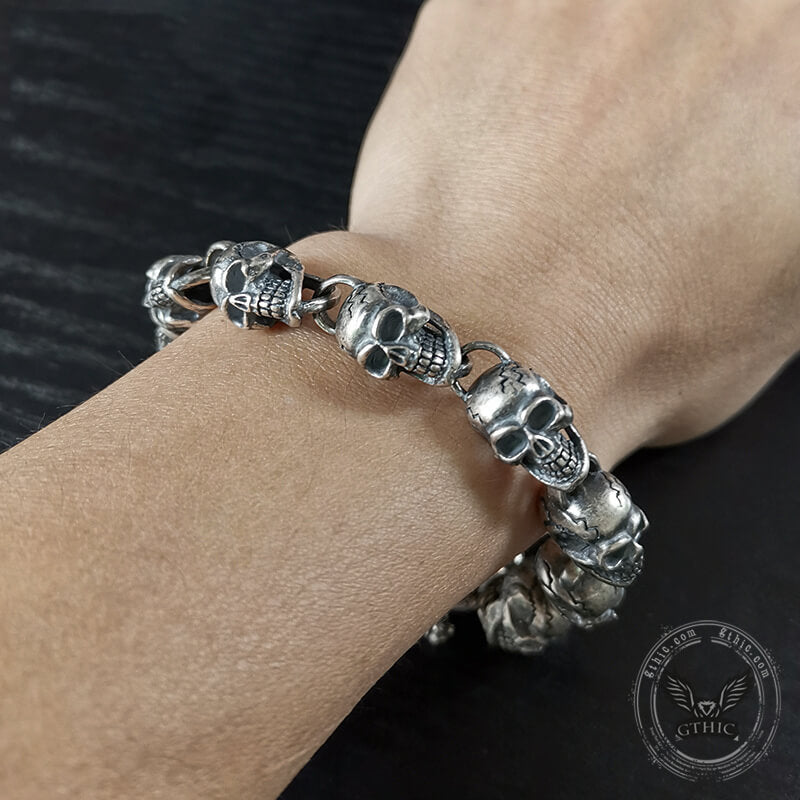 Skull Sterling Silver Punk Bracelet | Gthic.com