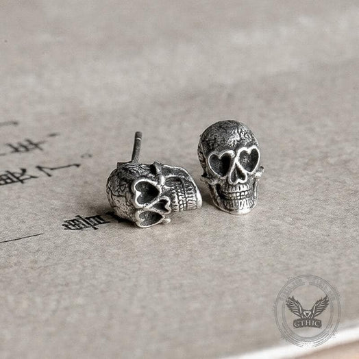 Orecchini a forma di teschio in argento sterling