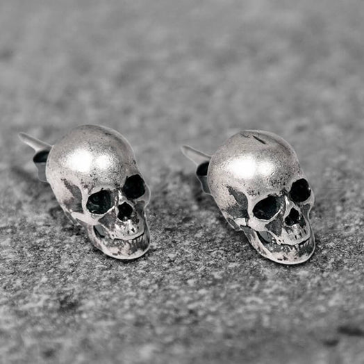 Orecchini a forma di teschio in argento sterling