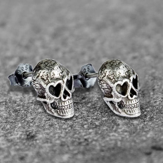 Skull Sterling Silver Stud Earrings | Gthic.com