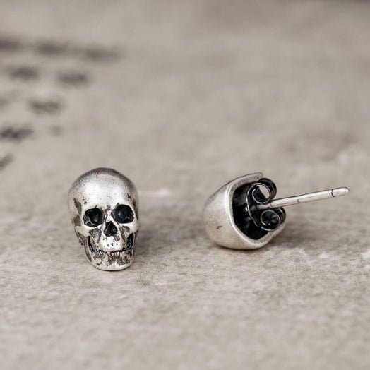 Skull Sterling Silver Stud Earrings | Gthic.com