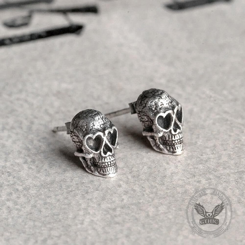Skull Sterling Silver Stud Earrings | Gthic.com