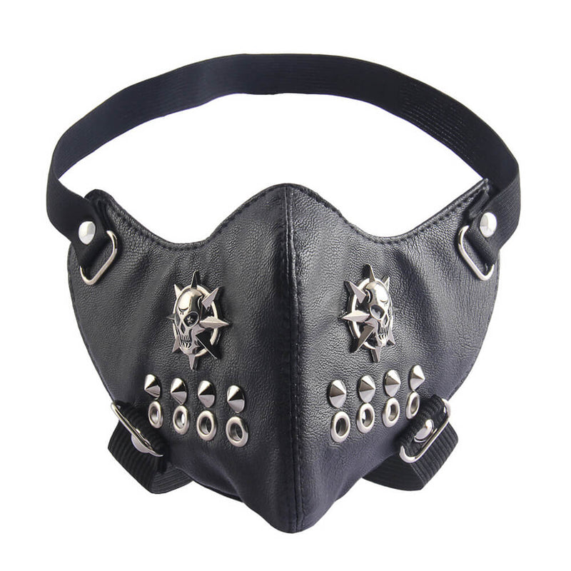 Skull Sun Leather Punk Half Facemask | Gthic.com