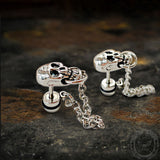 Skull With Chain Stainless Steel Punk Earrings | Gthic.com