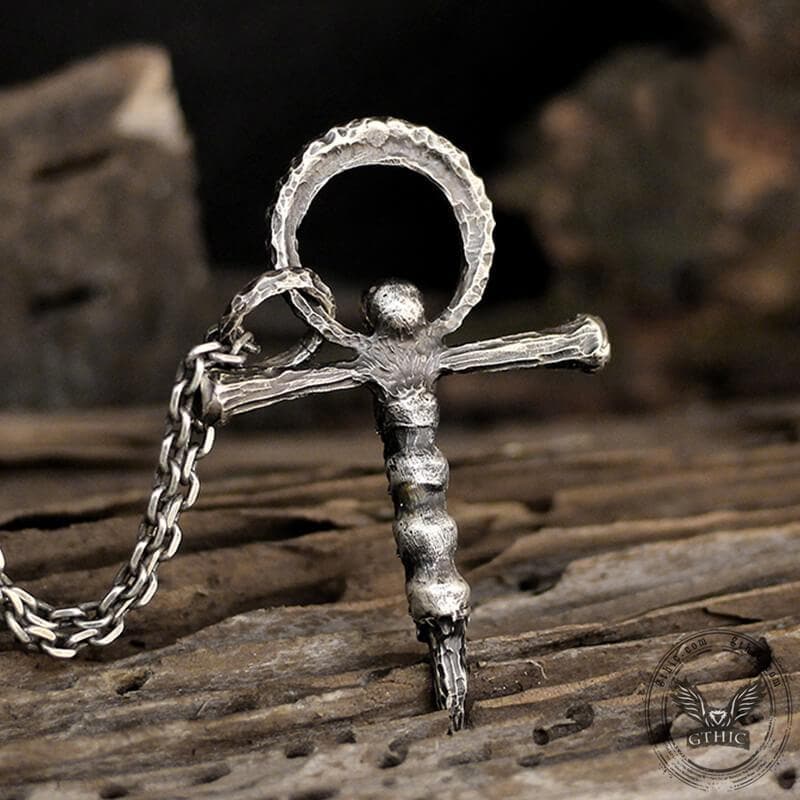 Skulls and Cross Sterling Silver Brass Pendant | Gthic.com