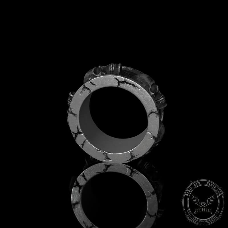 Skulls Surrounded Sterling Silver Ring