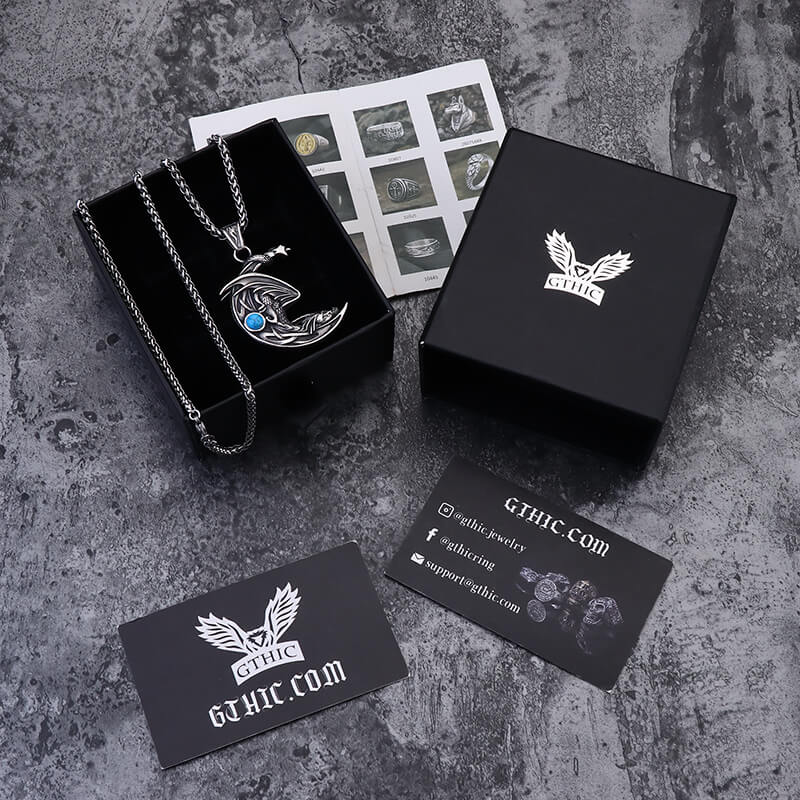 Sleeping Dragon Moon Stainless Steel Pendant