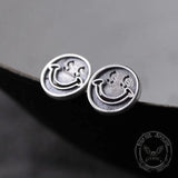 Smiling Face Sterling Silver Stud Earrings 06 |  Gthic.com