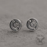 Smiling Face Sterling Silver Stud Earrings 03 | Gthic.com
