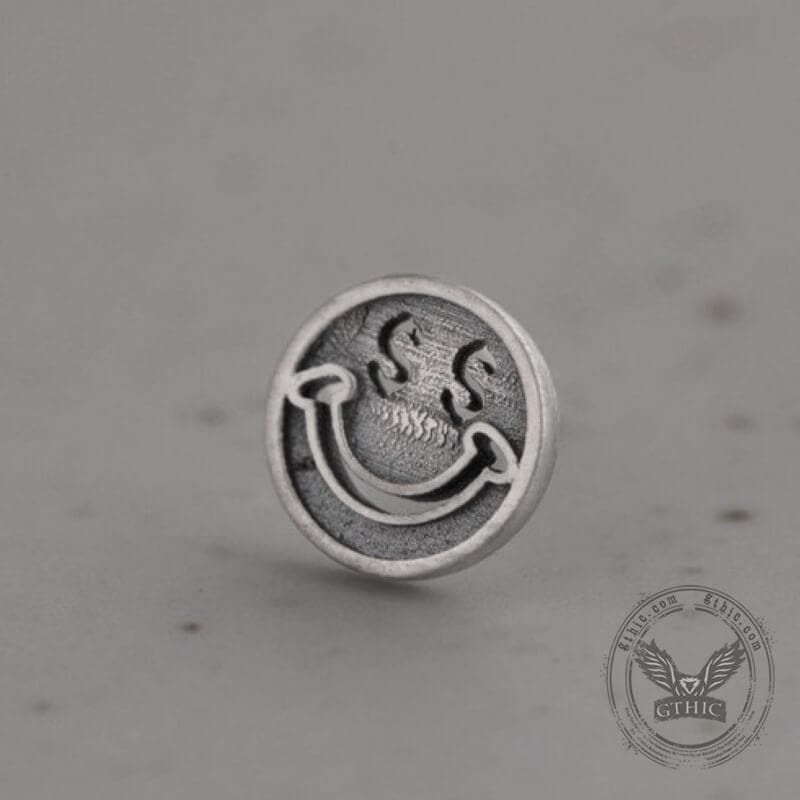 Smiling Face Sterling Silver Stud Earrings 04 | Gthic.com