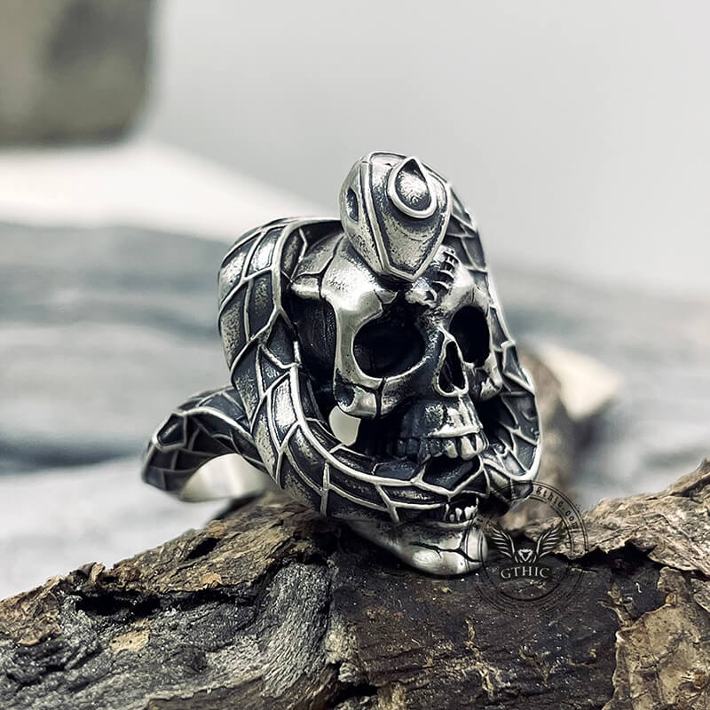 Snake And Skull Sterling Silver Gothic Ring 04 | Gthic.com