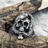 Snake And Skull Sterling Silver Gothic Ring 02 | Gthic.com