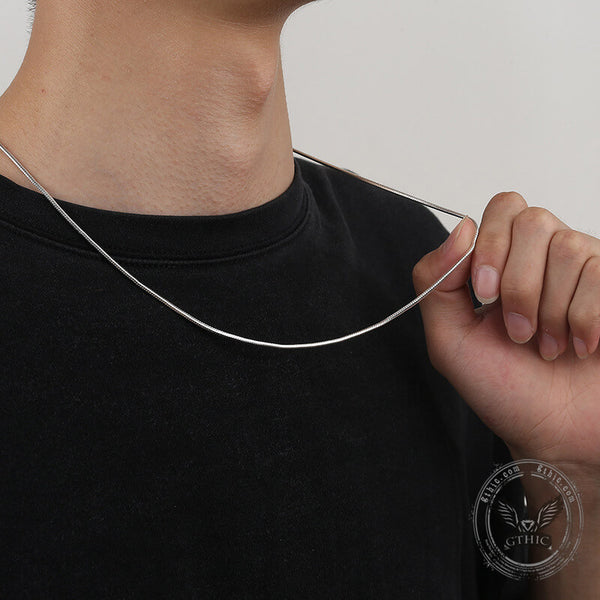 Snake Bone Sterling Silver Chain Necklace