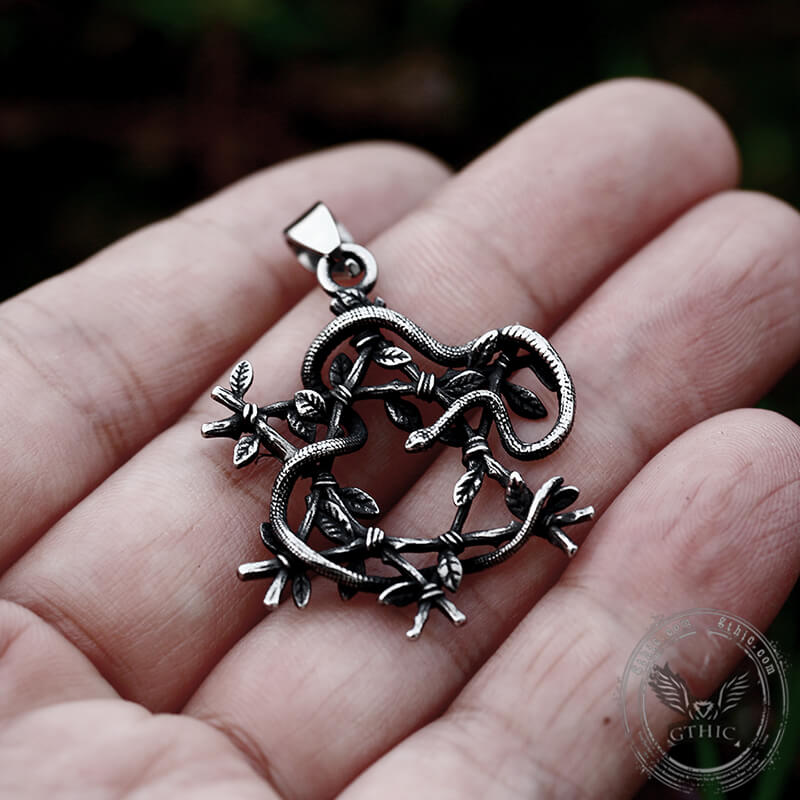 Snake Entwined Star Stainless Steel Pendant