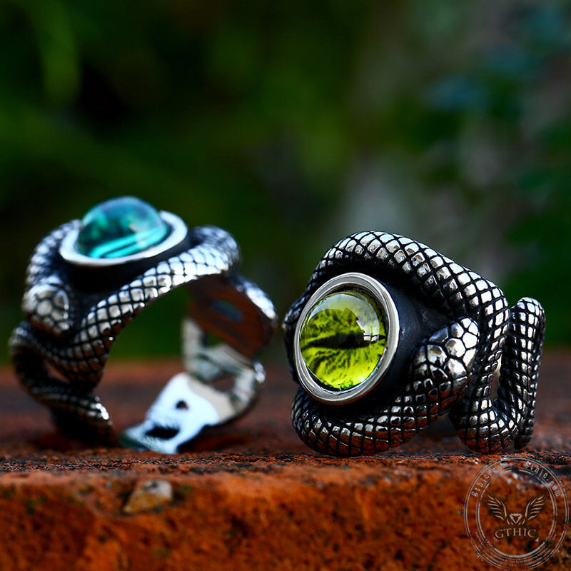 Snake Eye Stainless Steel Gemstone Ring GTHIC Snake Eye Stainless Steel Gemstone Ring GTHIC