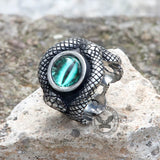 Snake Eye Stainless Steel Gemstone Ring