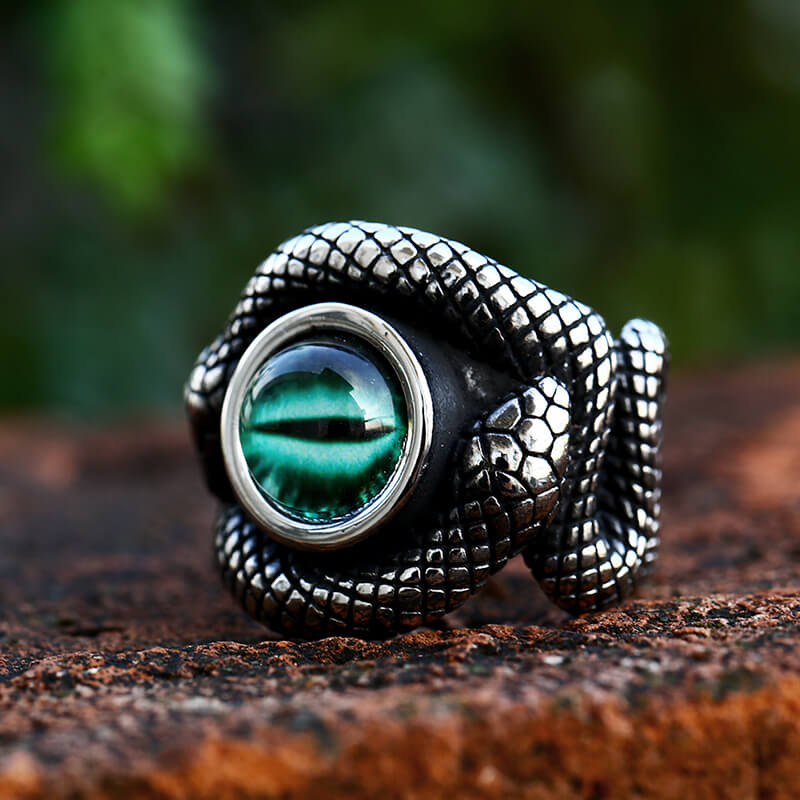 Snake Eye Stainless Steel Gemstone Ring | Gthic.com