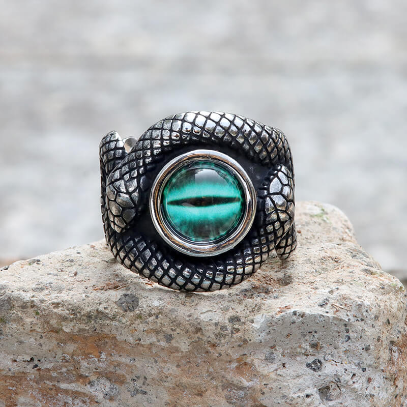 Snake Eye Stainless Steel Gemstone Ring | Gthic.com