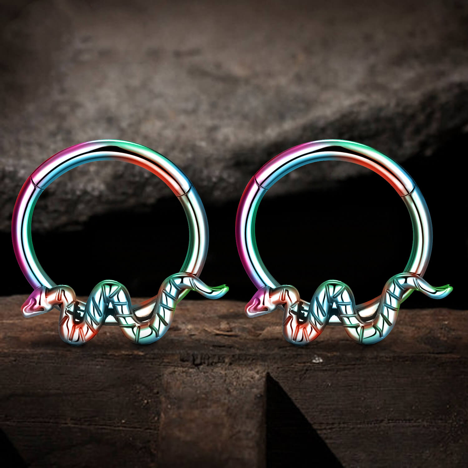 Snake Titanium Hoop Nose Ring Earrings