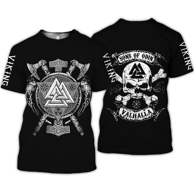 Sons of Odin Valknut Skull Viking T-Shirt 01 | Gthic.com