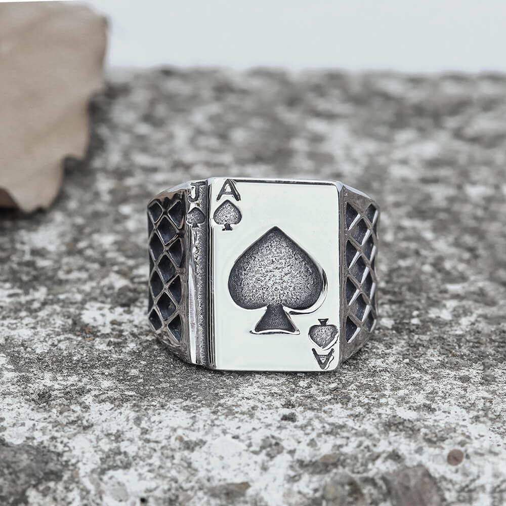 Spades Poker Stainless Steel Ring