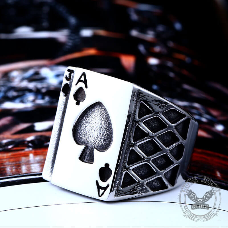 Spades Poker Stainless Steel Ring 04 | Gthic.com