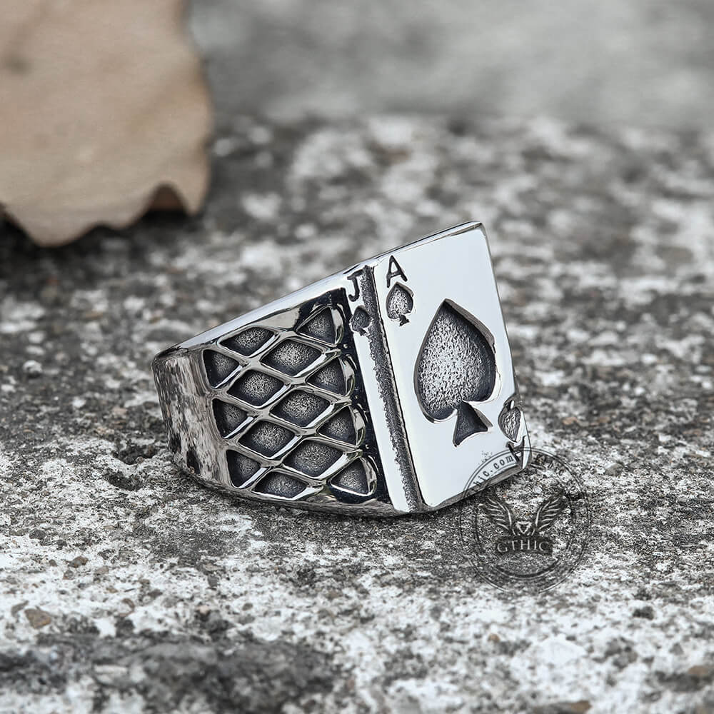 Spades Poker Stainless Steel Ring