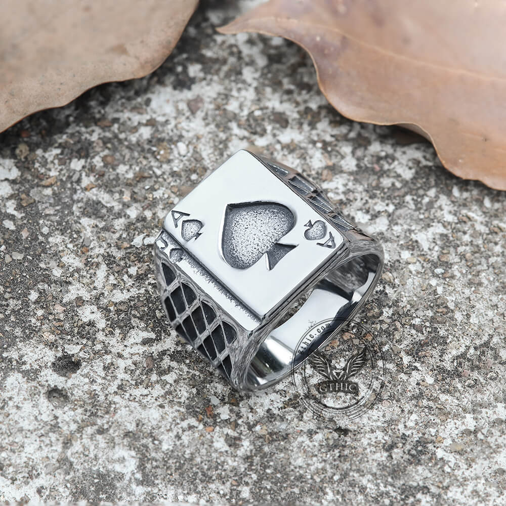 Spades Poker Stainless Steel Ring