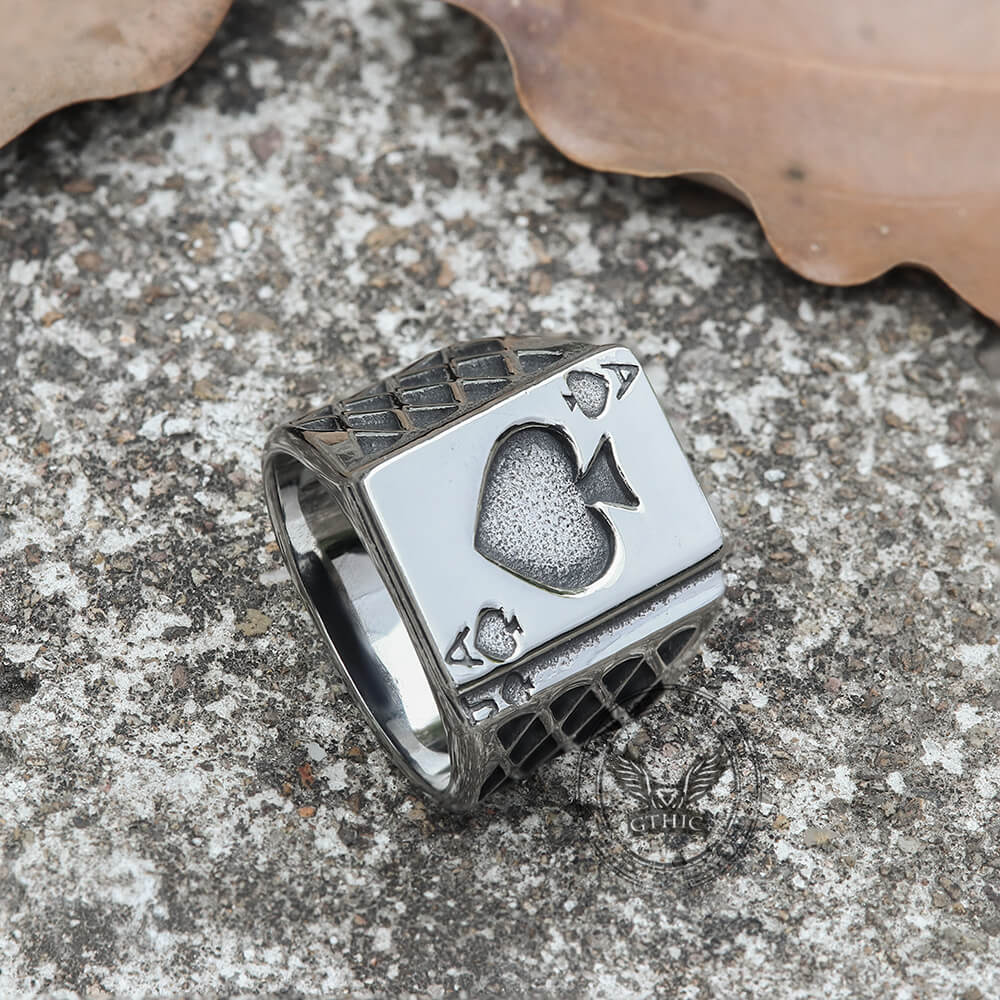 Spades Poker Stainless Steel Ring