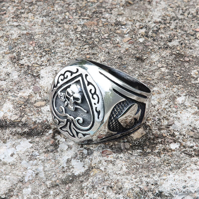 Spades Skull Stainless Steel Ring | Gthic.com