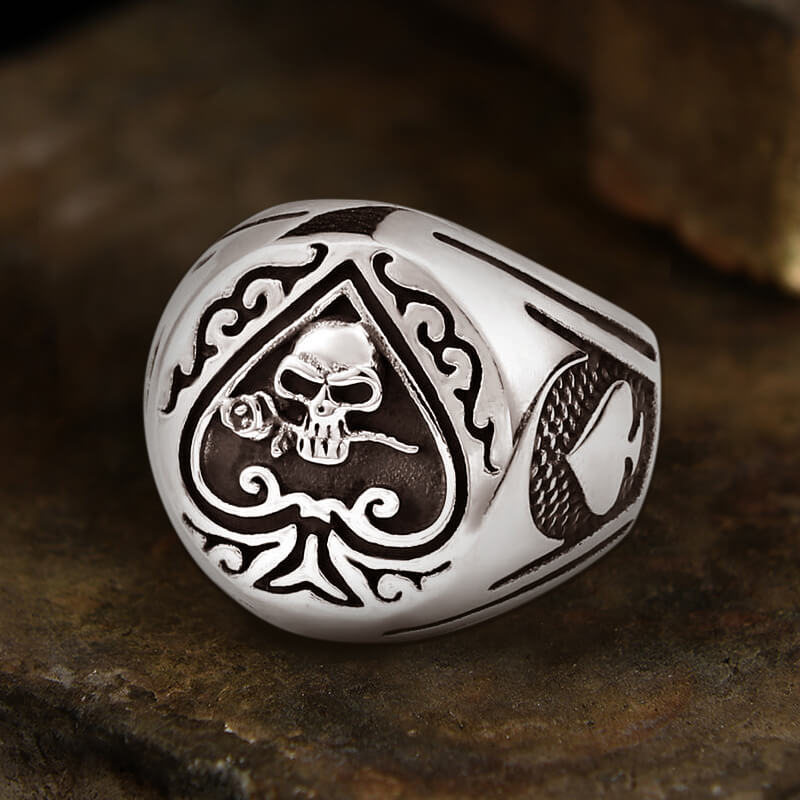 Spades Skull Stainless Steel Ring | Gthic.com