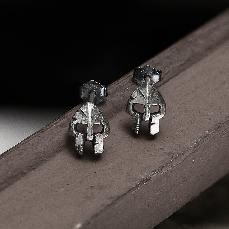 Spartan Helmet Sterling Silver Stud Earrings